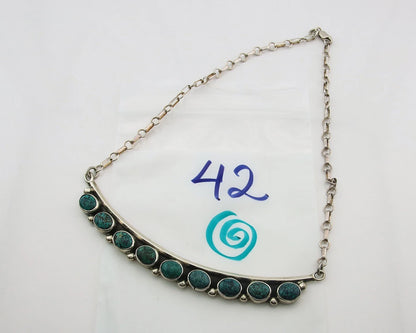 Navajo Necklace 925 Sterling Silver Natural Turquoise Vintage Signed C Montoya