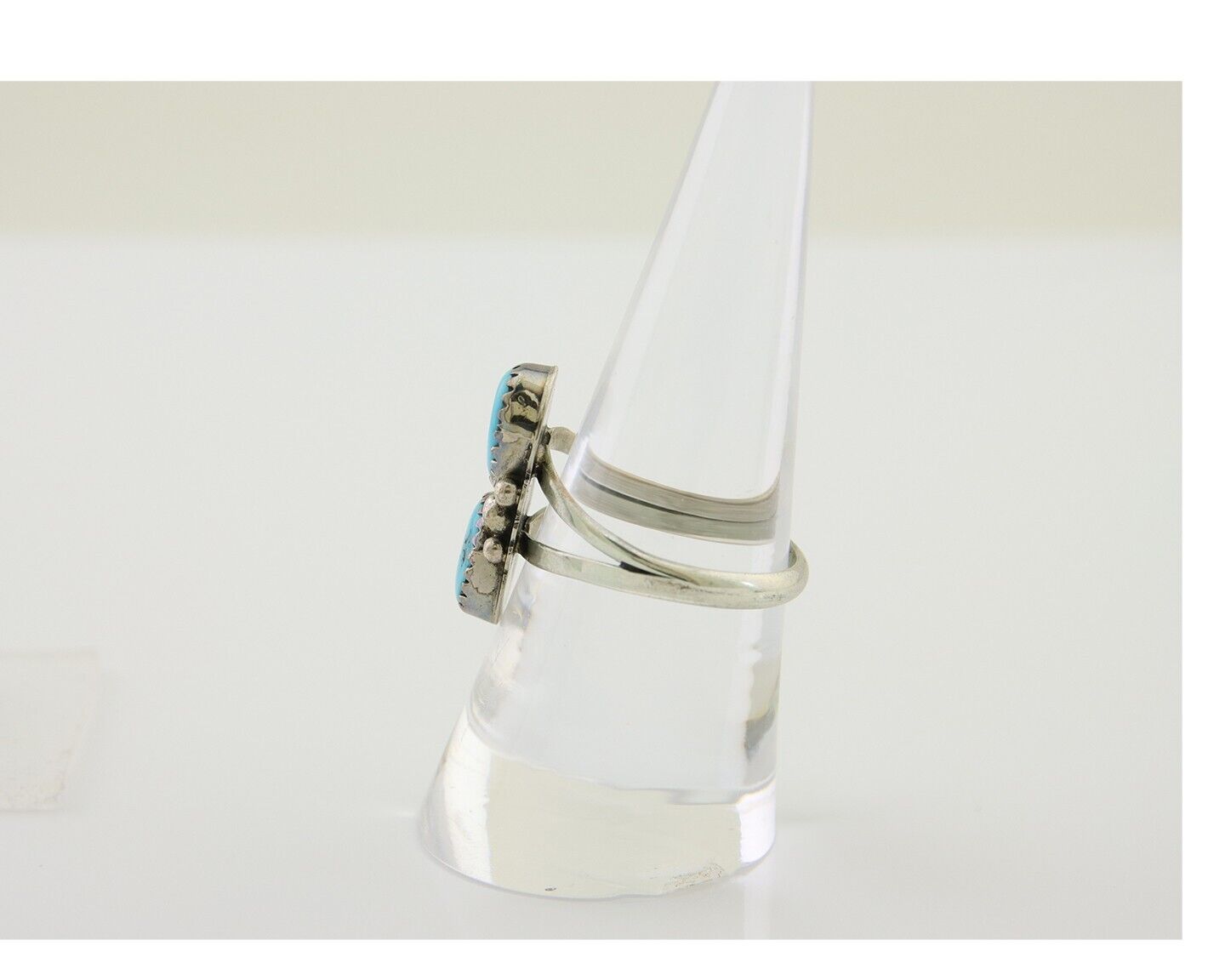 Navajo Ring 925 Silver Sleeping Beauty Turquoise Native American Artist C.80's