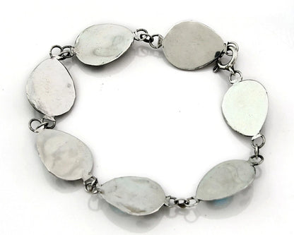 Navajo Paw Link Bracelet Sterling Silver Vintage Native Artist C.80's 7.5 in