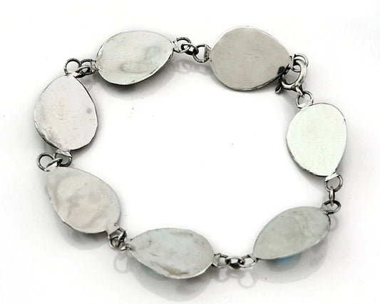 Navajo Paw Link Bracelet Sterling Silver Vintage Native Artist C.80's 7.5 in