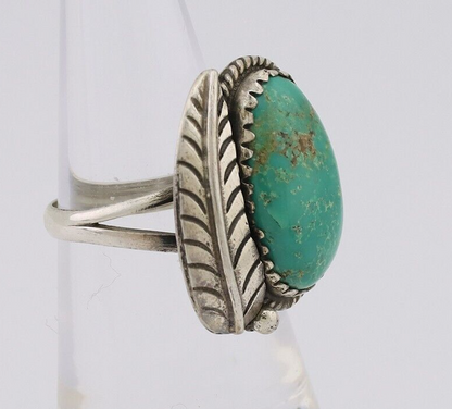 Navajo Ring 925 Silver Green Kingman Turquoise Native American Artist C.80's
