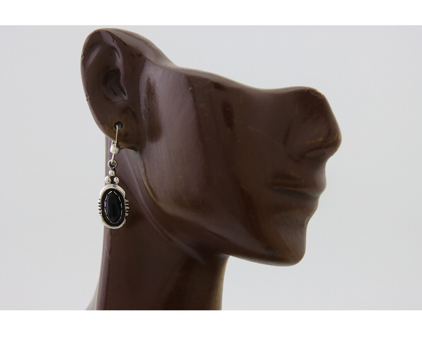 Navajo Dangle Earrings 925 Silver Natural Black Onyx Native American C.80's