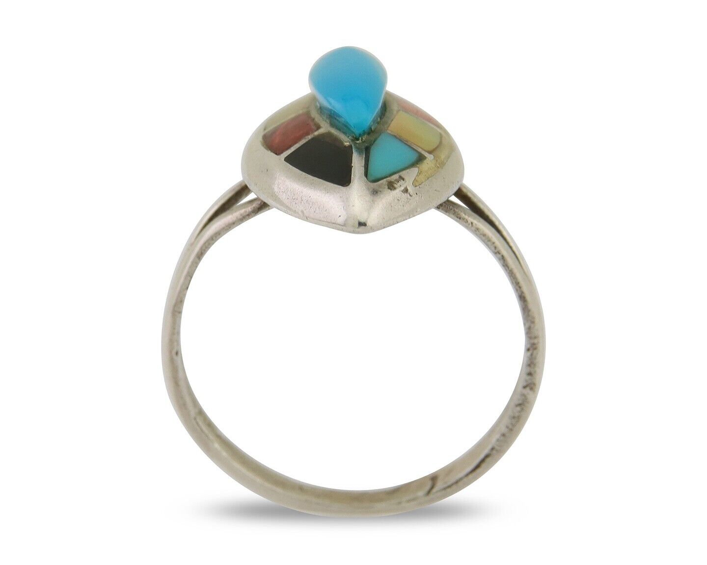 Navajo Ring 925 Silver Turquoise Shell Onyx Spiney Oyster Native Artist C80's