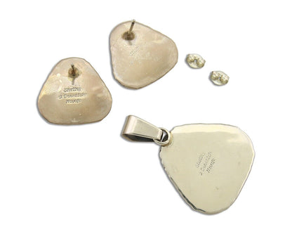 Navajo Pendant Earring Set 925 Silver Lapis Lazuli Signed William Denetdale C80s