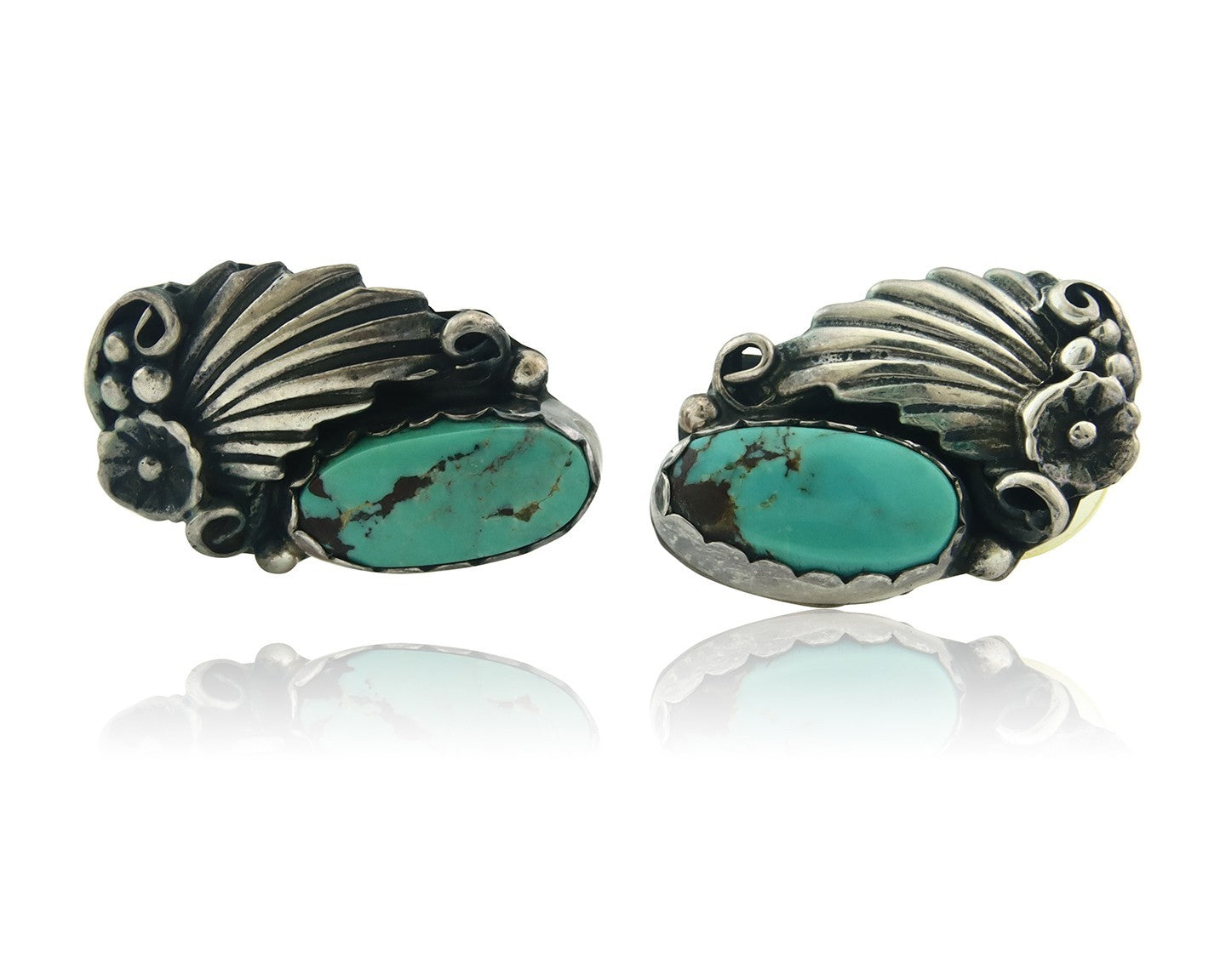 Navajo Earrings Sterling Silver Turquoise Vintage Dangle Handmade