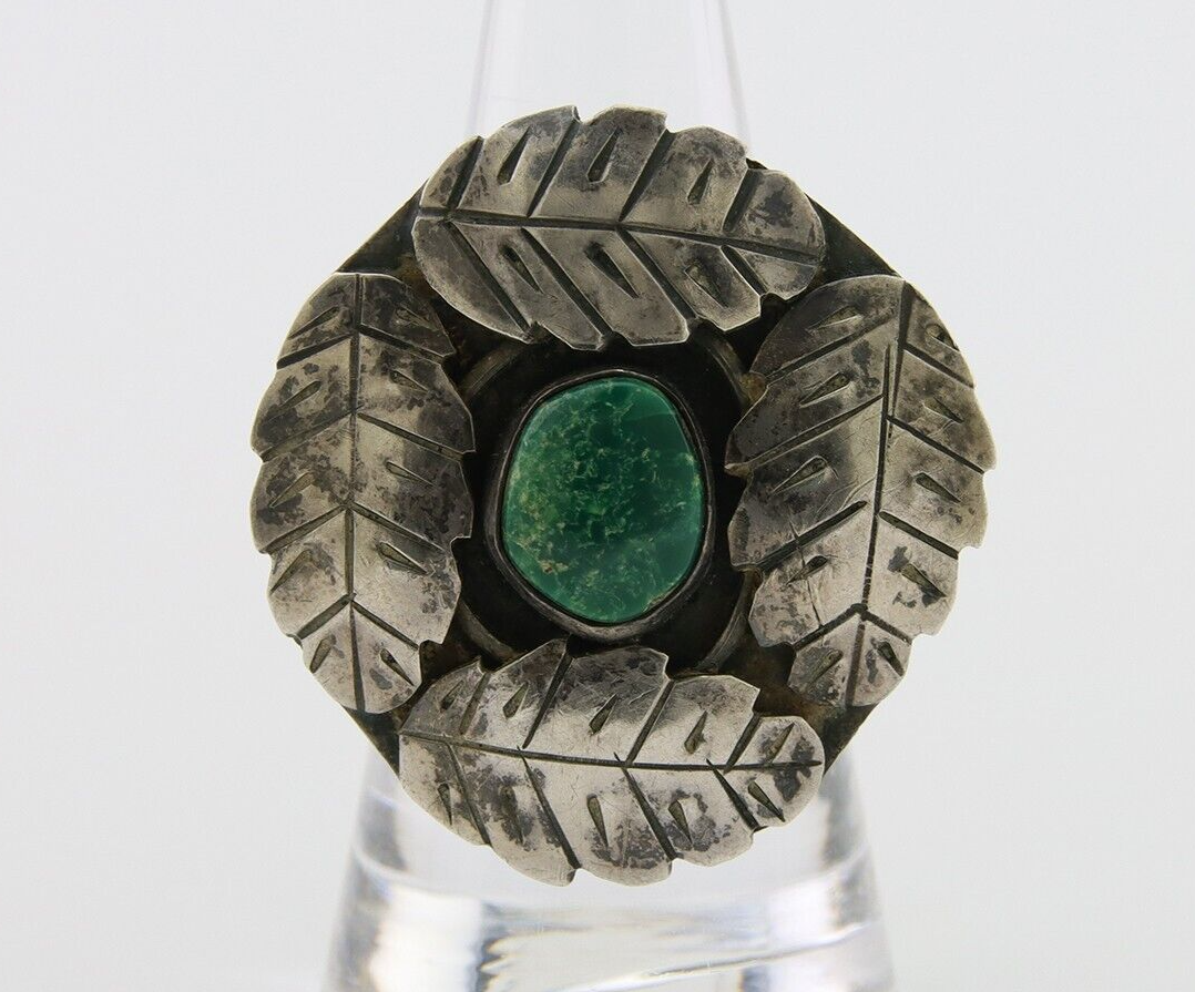 Vintage Navajo Handmade Ring 925 Silver Turquoise Native Artist Size 7.75
