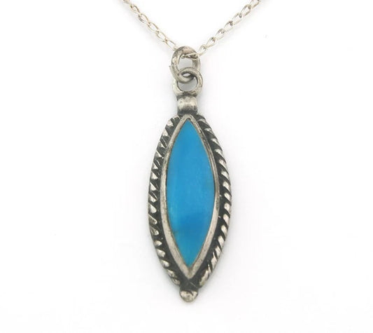 Navajo Necklace Sterling Silver Natural Blue Turquoise Vintage