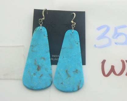 Santo Domingo Earrings 925 Silver Natural Turquoise Native American Artist C80s