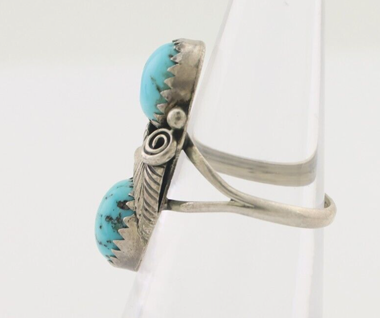 Navajo Ring 925 Silver Natural Blue Turquoise Native American Artist C.80's