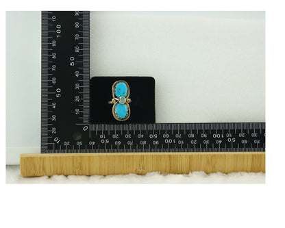 Vintage Zuni Ring 925 Sterling Silver Turquoise Signed Effie C Size 6.5