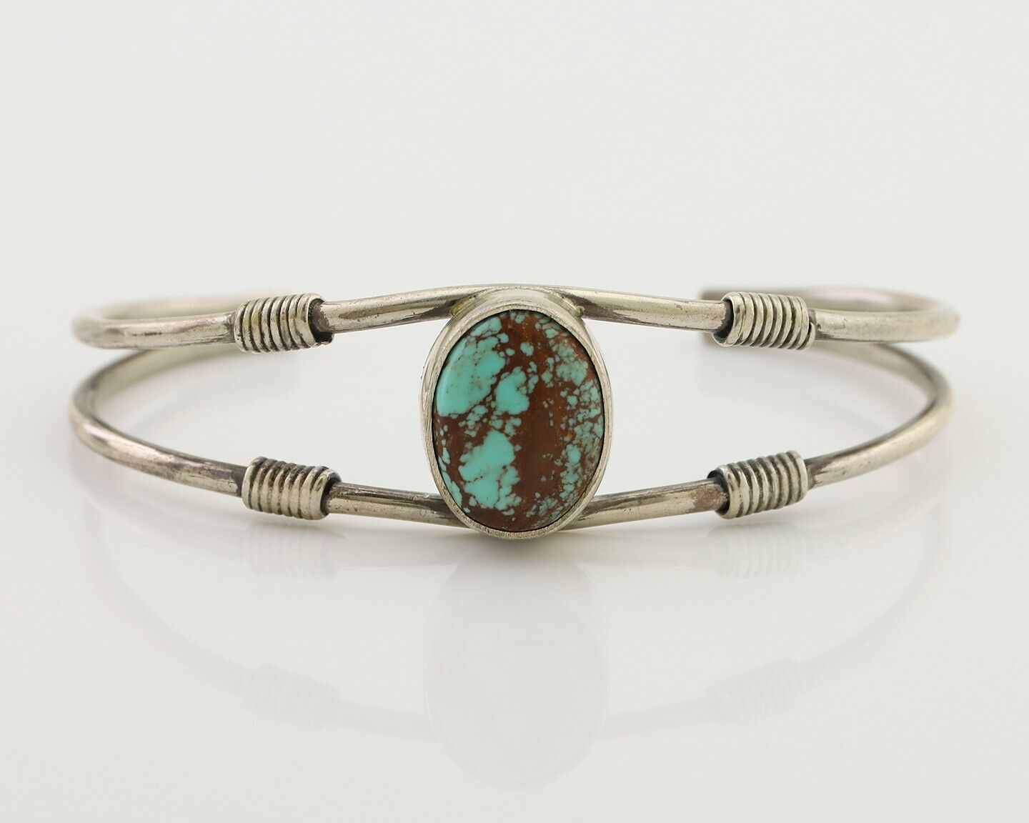Navajo Bracelet 925 Silver Natural Blue Turquoise Native American Artist C.80's