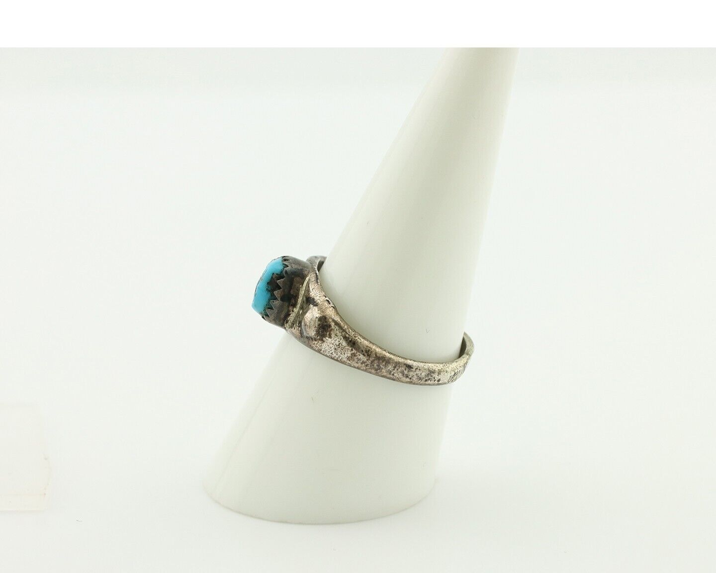 Zuni Ring .925 Silver Natural Blue Turquoise Native American Artist C.80's