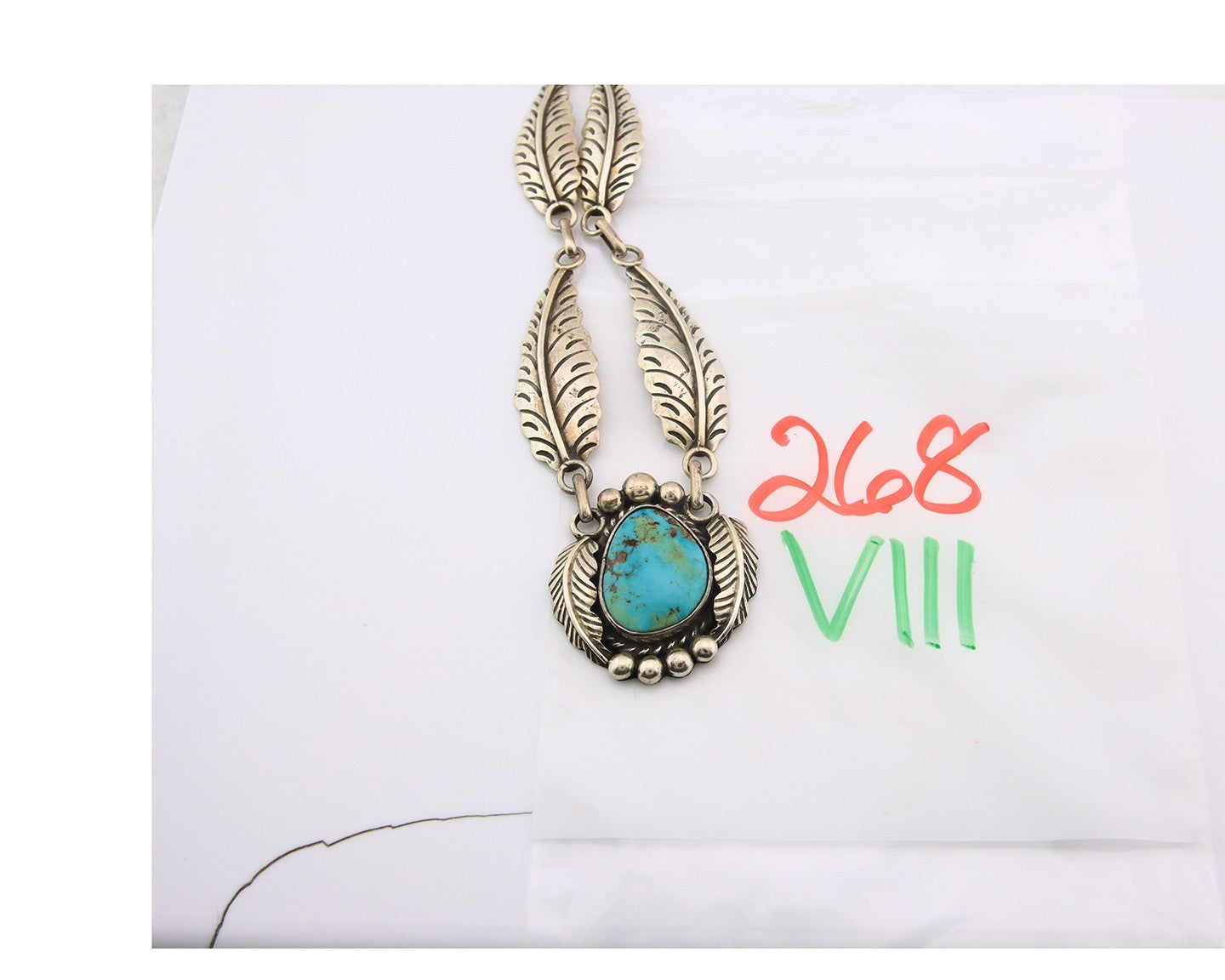 Navajo Necklace Sterling Silver Authentic Turquoise Vintage Signed Sunrise
