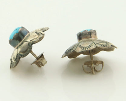 Navajo Concho Earrings Sterling Silver Handmande Vintage Hand Stamped Native Art