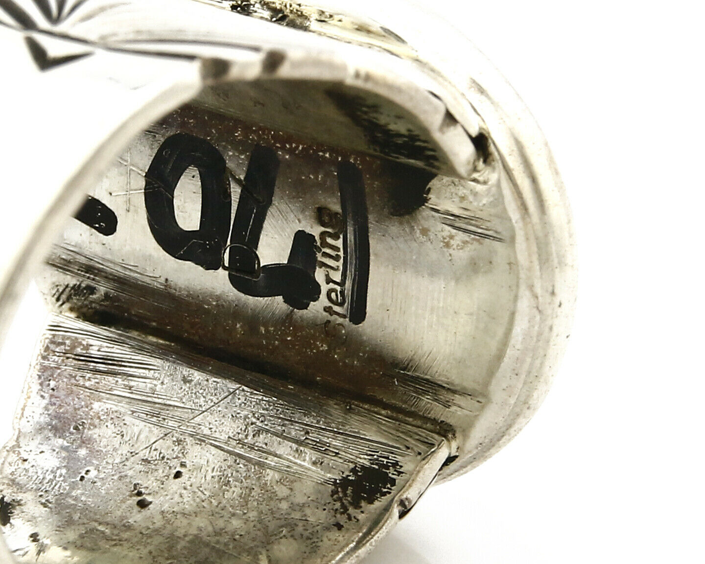 Navajo Ring .925 SOLID Silver Kingman Turquoise Signed Artist Doug Zachary C.80s