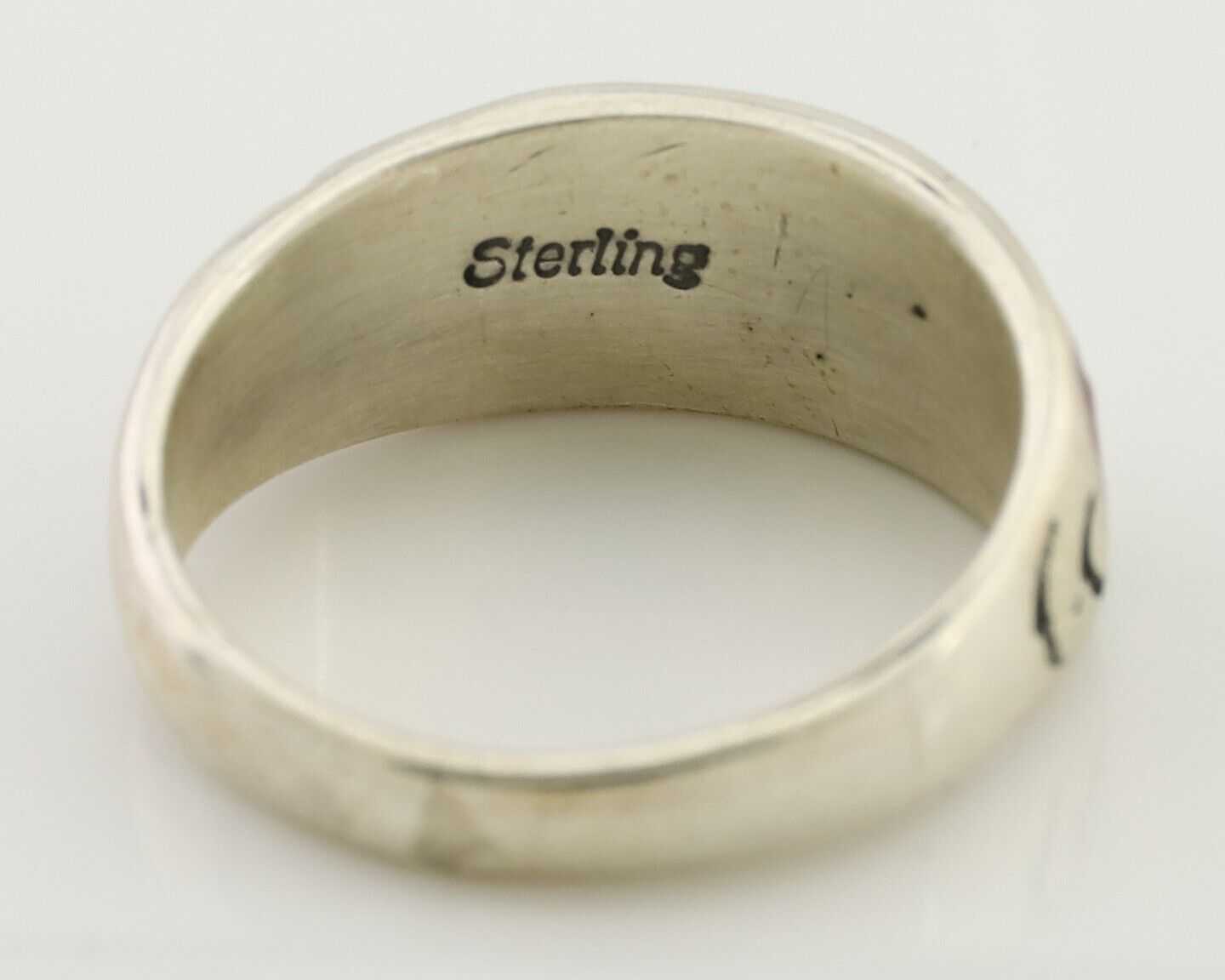 Navajo Ring 925 Silver Turquoise & Coral Natural American Artist C.80's