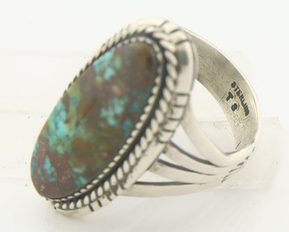 Vintage Navajo Ring 925 Sterling Authentic Turquoise Artist Signed TS Size 9.0