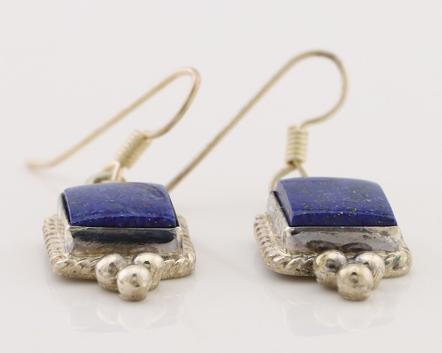 Navajo Earrings 925 Silver Natural Mined Lapis Native American Artist C.80's