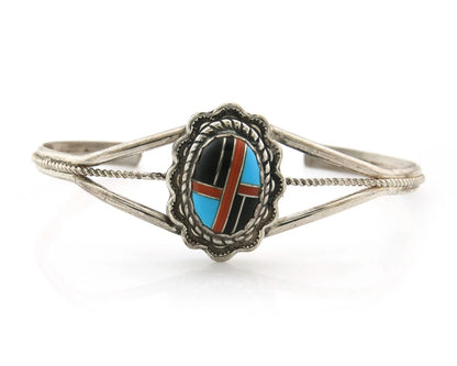 Navajo Cuff Bracelet Sterling Silver Handmade Vintage Gemstone