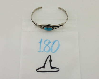 Navajo Bracelet 925 Silver Kingman Turquoise Native American Artist C.80's