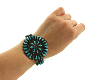 Navajo Cuff Bracelet Sterling Silver Turquoise Vintage Old Pawn