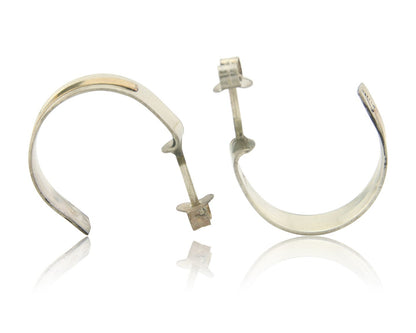 Navajo Hoop Earrings 925 Silver & Gold Native American Artist C.80's
