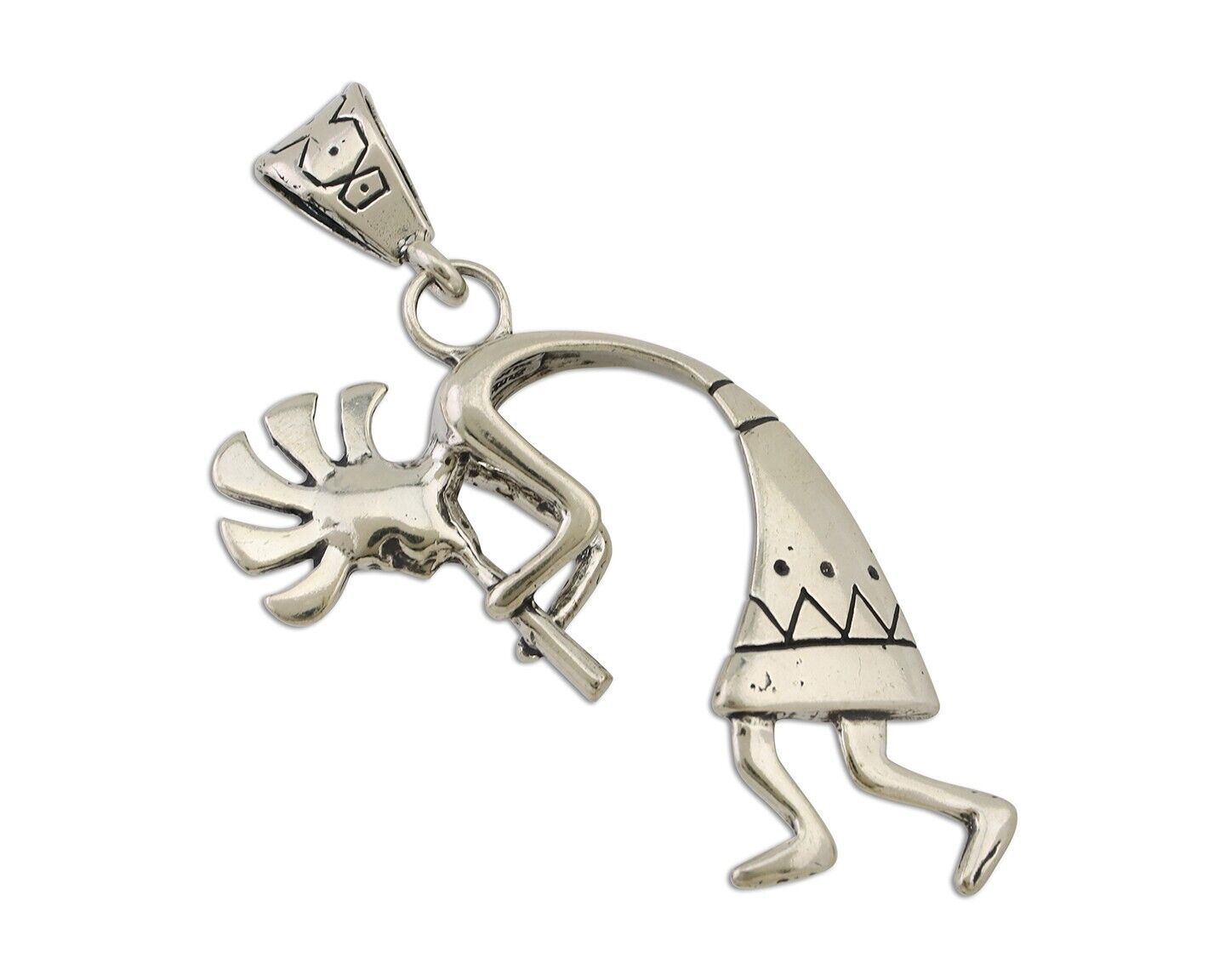 Navajo Kokopelli Pendant 925 Sterling Silver Artist Signed Masha C.80's