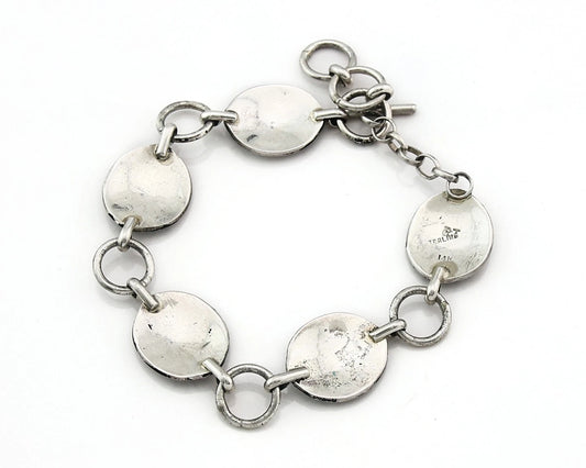 Navajo Cuff Bracelet Sterling Silver & 14k Gold Vintage Signed RT C.80's