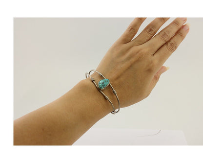Navajo Bracelet 925 Silver Natural Blue Turquoise Native American C.80's
