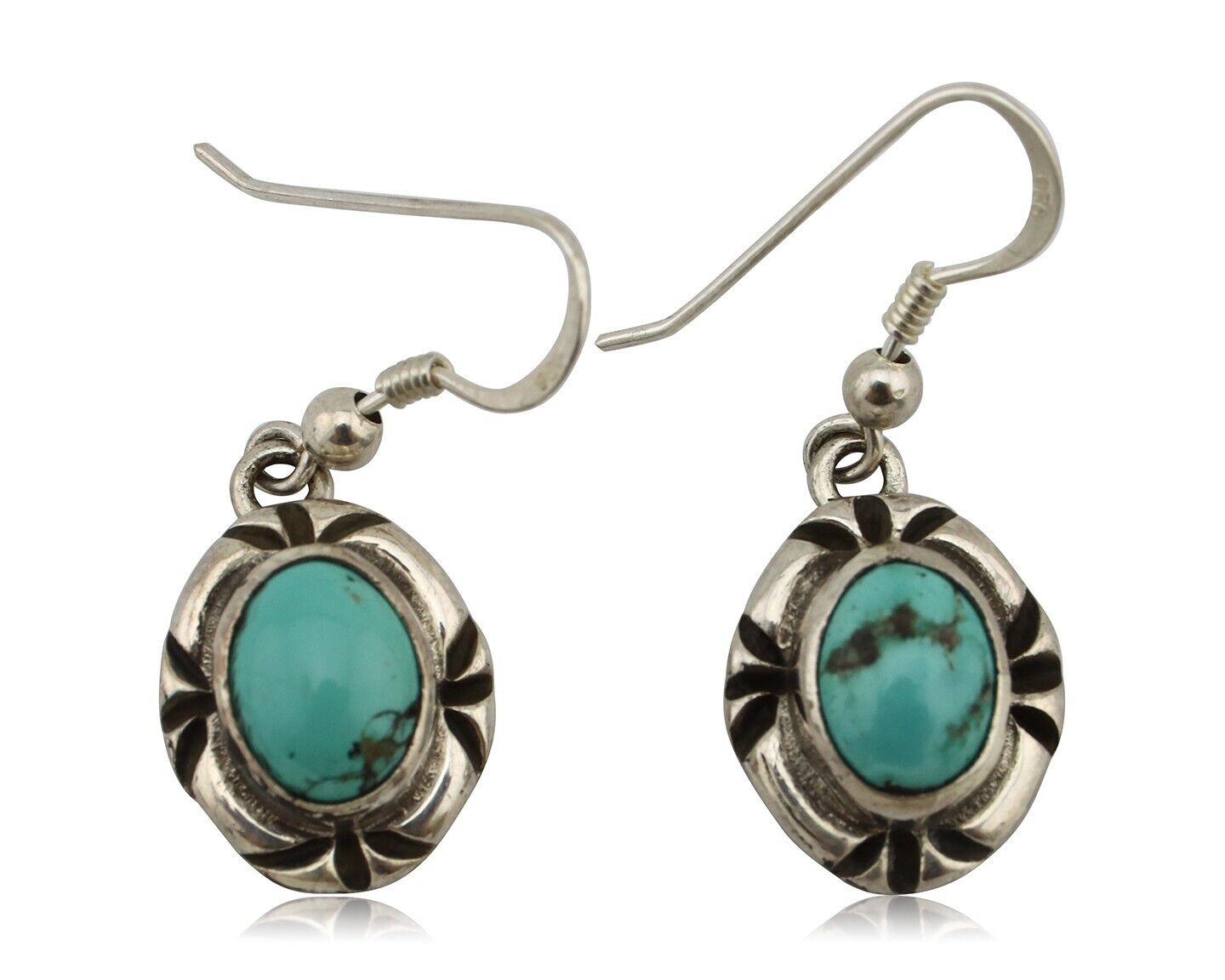 Navajo Earrings 925 Silver Arizona Turquoise Native American Artist C.80s