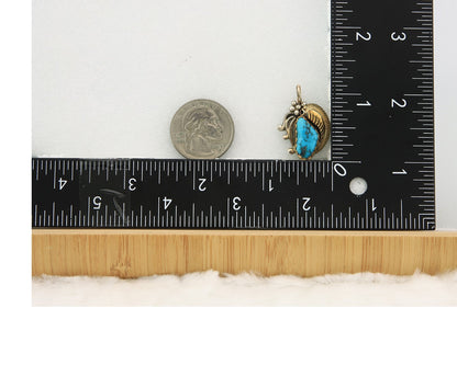 Navajo Pendant Sterling Silver & Gold Natural Blue Turquoise Signed MP