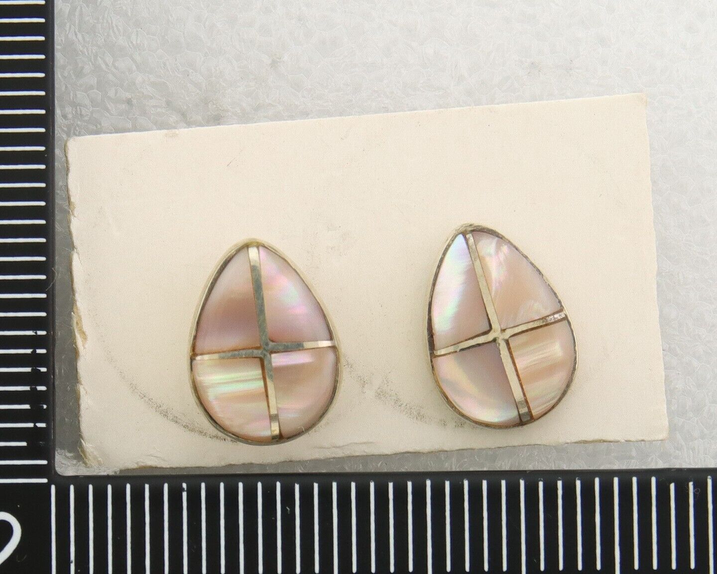Navajo Earrings 925 Silver Pink Mussel Native American Artist C.80's