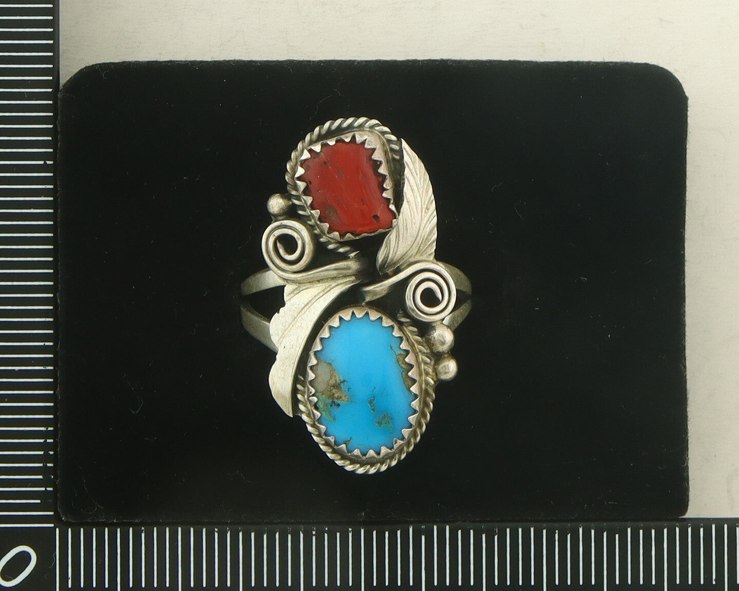 Vintage Navajo Ring 925 Sterling Natural Gemstones Signed Justin Morris Sz 6.75