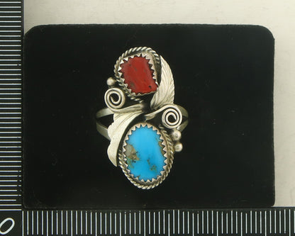 Vintage Navajo Ring 925 Sterling Natural Gemstones Signed Justin Morris Sz 6.75