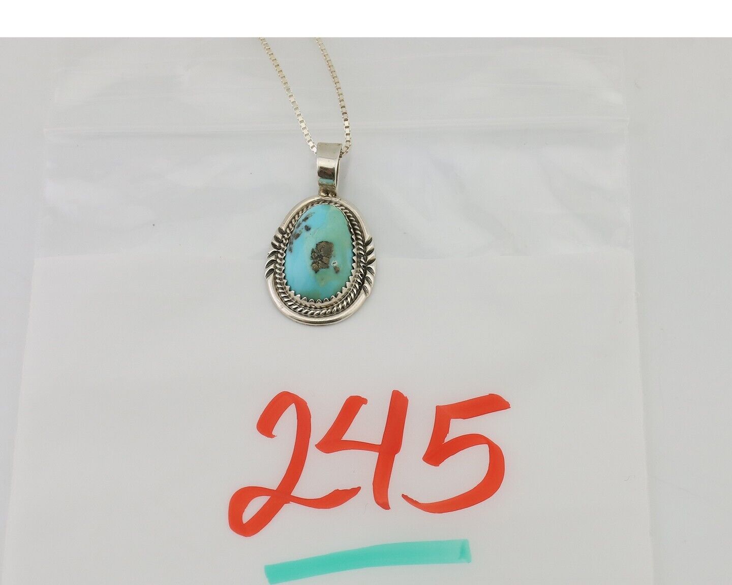 Navajo Necklace 925 Silver Natural Blue Turquoise Signed Anna Begay C.90's