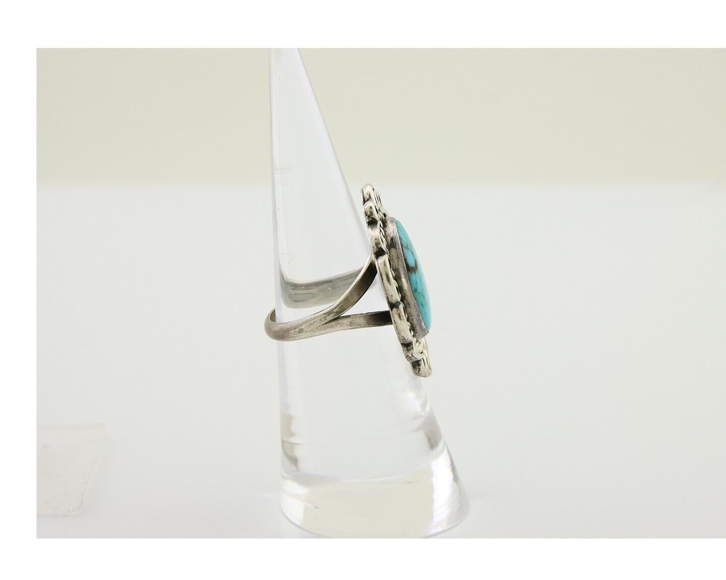 Navajo Ring 925 Silver Blue Turquoise Artist Siged Jerry Johnson C.80's