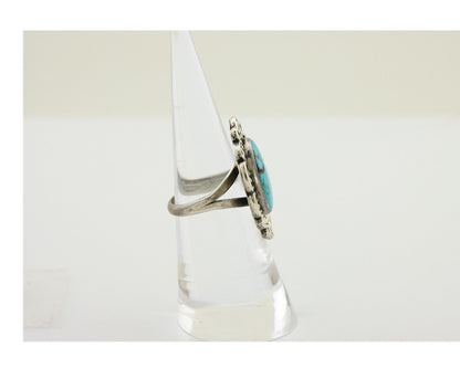 Navajo Ring 925 Silver Blue Turquoise Artist Siged Jerry Johnson C.80's