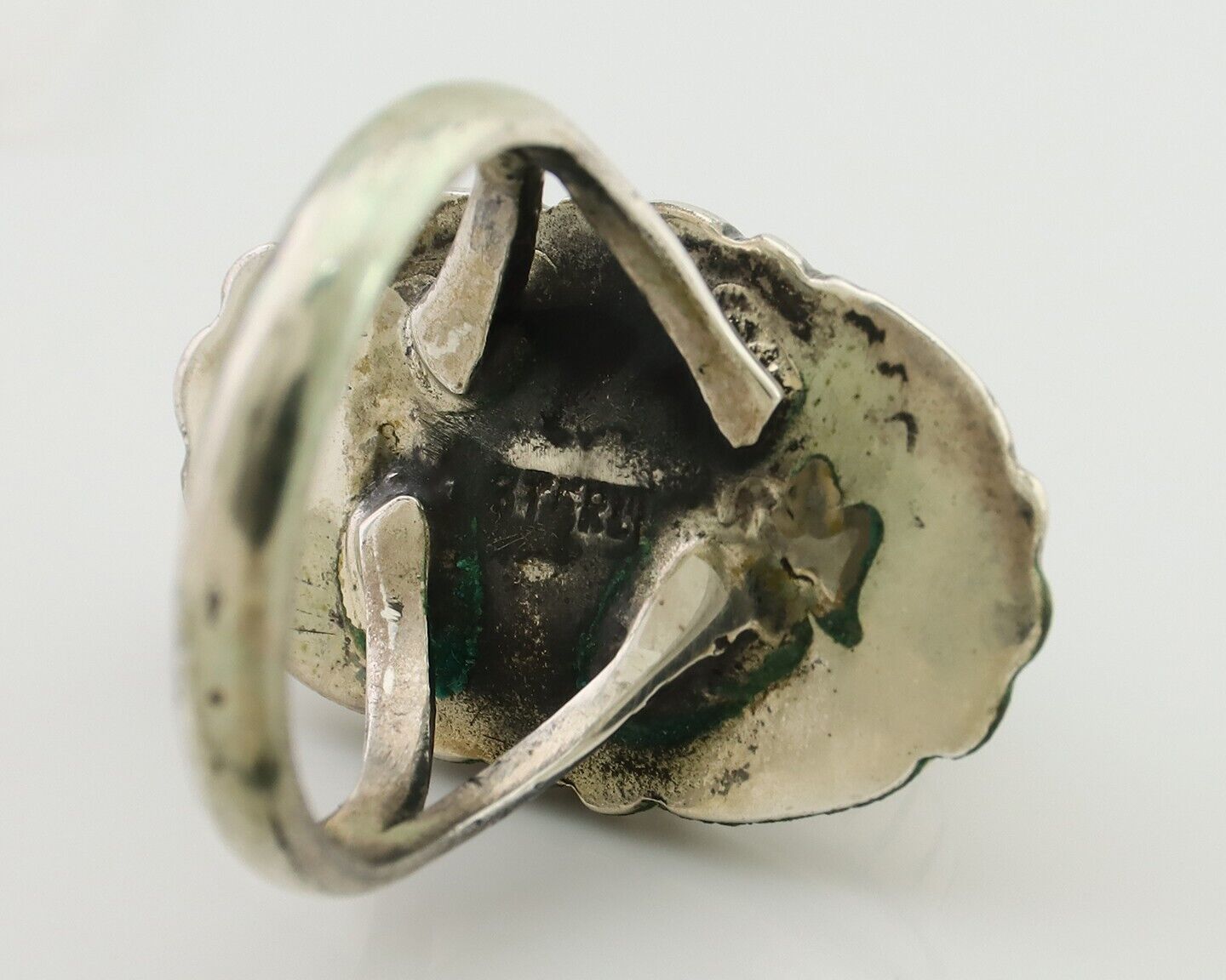 Navajo Ring 925 Silver Kingman Turquoise Signed M Montoya Size 7.0 C.80's