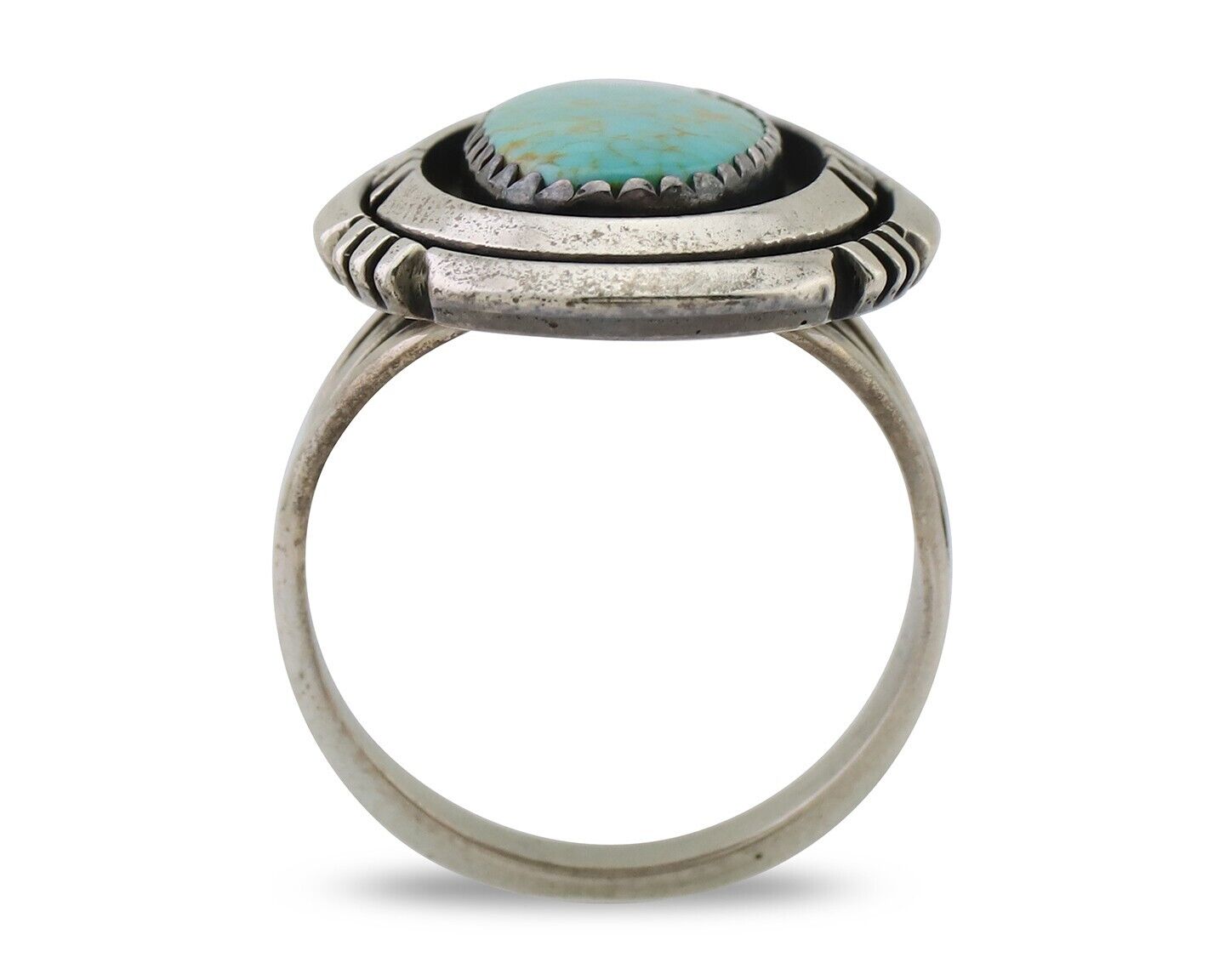 Navajo Ring 925 Silver Spiderweb Turquoise Signed William Denetdale Sz 8.0 C.80s