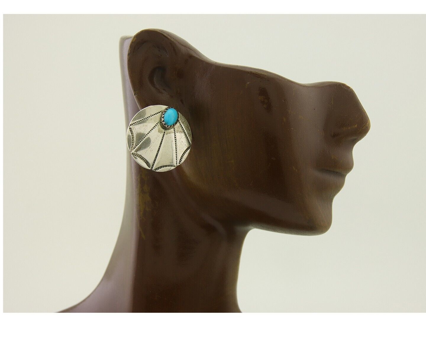 Navajo Earrings 925 Silver Natural Turquoise Native Artist C.80's