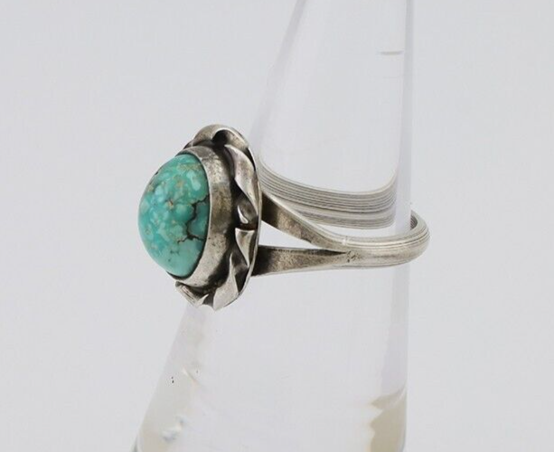 Navajo Ring 925 Silver Kingman Turquoise Native American Artist C.80's