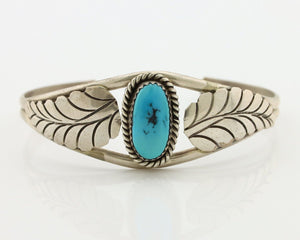 Navajo Handmade Bracelet 925 Silver Natural Blue Turquoise Artist Signed E C.80s