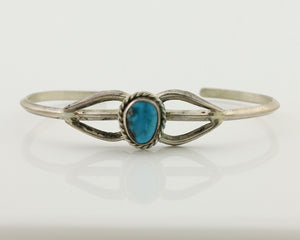 Navajo Bracelet 925 Silver Kingman Turquoise Native American Artist C.80's