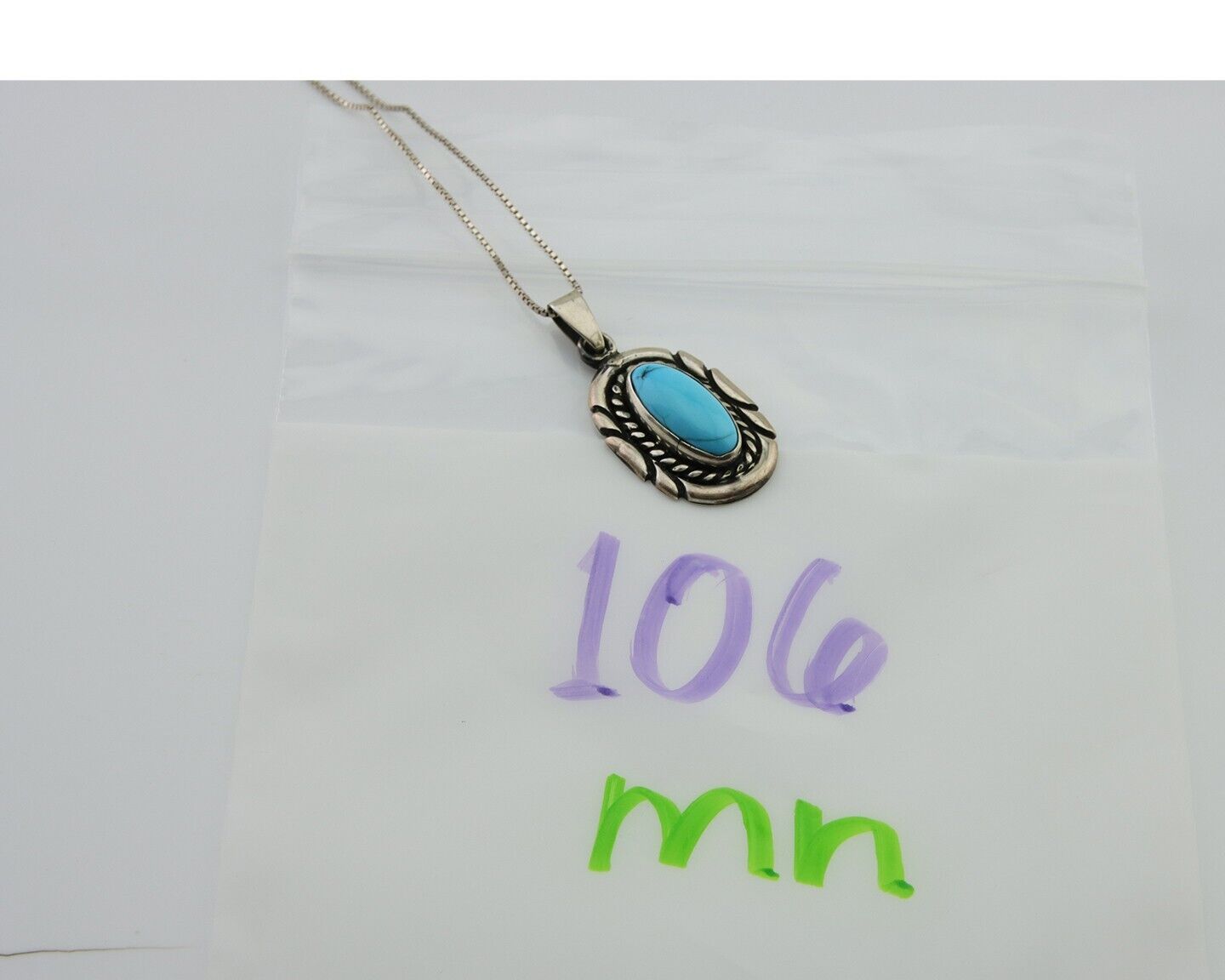 Navajo Necklace 925 Silver Natural Turquoise Artist M Montoya C.80's
