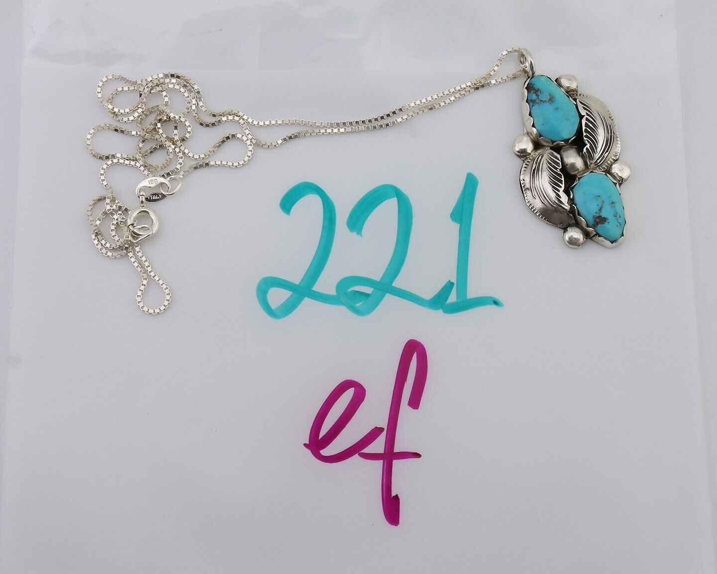 Navajo Turquoise Handmade Necklace 925 Silver Signed Simplicio C.80s