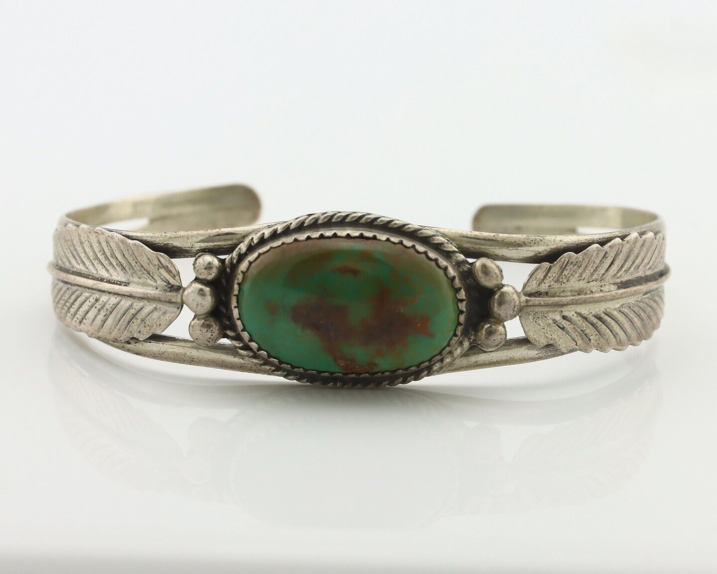 Navajo Bracelet 925 Silver Manassas Turquoise Artist Signed IJC C.80's