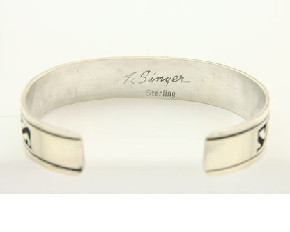 Navajo Bracelet 925 Silver Artist Signed Thomas Singer Cuff Made in the 1980's