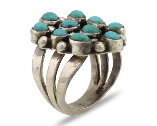 Navajo Ring .925 Silver Natural Blue Turquoise Native American Artist C.80's