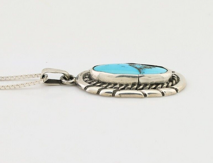 Navajo Necklace Pendant 925 Silver Turquoise Signed M Montoya C.80's