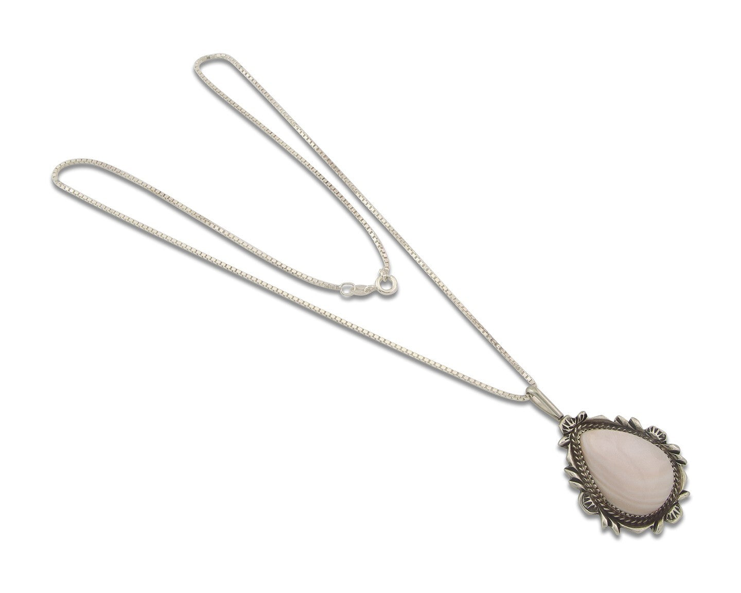 Navajo Sterling Silver Necklace Pink Muscle Authentic Vintage Sign Billie Eagle